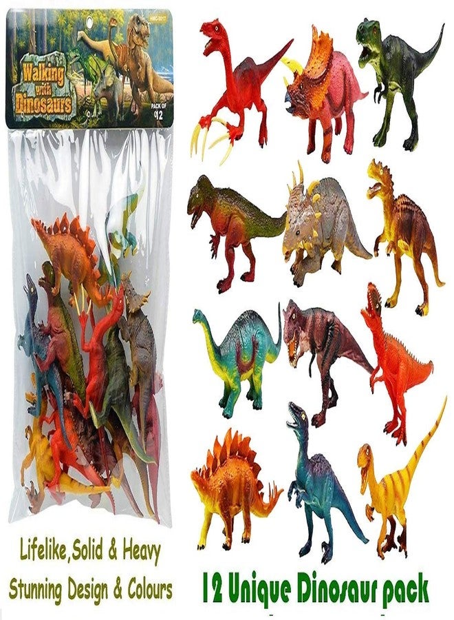 OANGO Pack of Medium Large Sized Wild Animal Dinosaur Rubber Play Toy for Kids Baby 2 3 4 5 Year Old, Non-Toxic (Wild Animal Dinosaur) (Pack of 12) (Random Shape) - Image 2